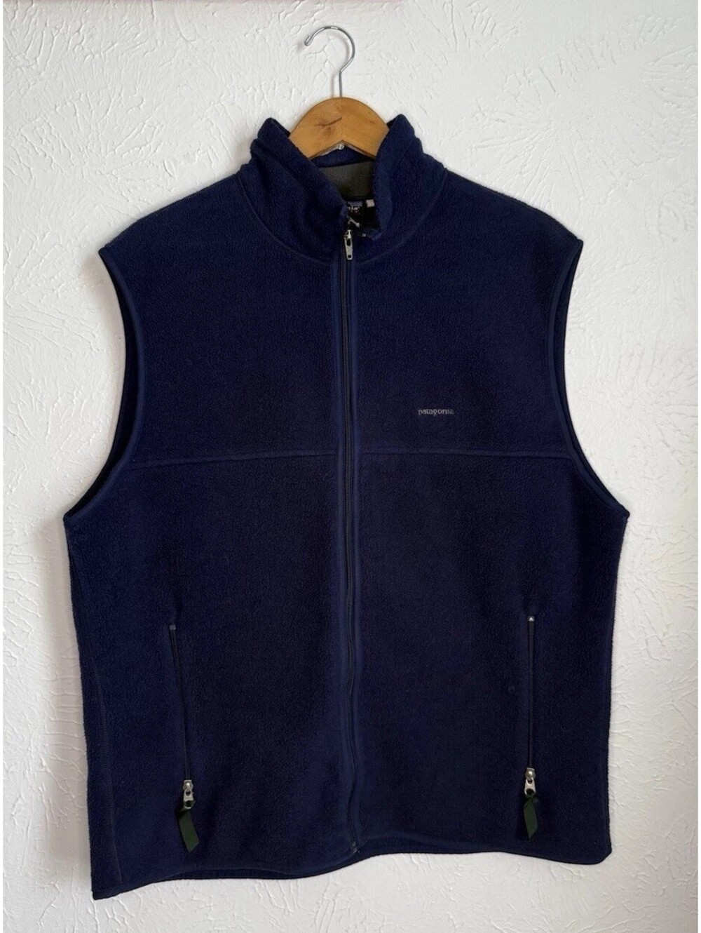 Vintage 90s Patagonia Made In USA Sweater Vest Men's XL Navy Blue Fleece